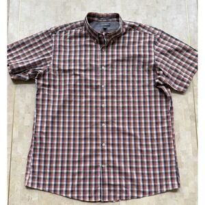 Eddie Bauer Plaid Wrinkle Free Relax Fit Short Sleeve Button Up Shirt Men XLT